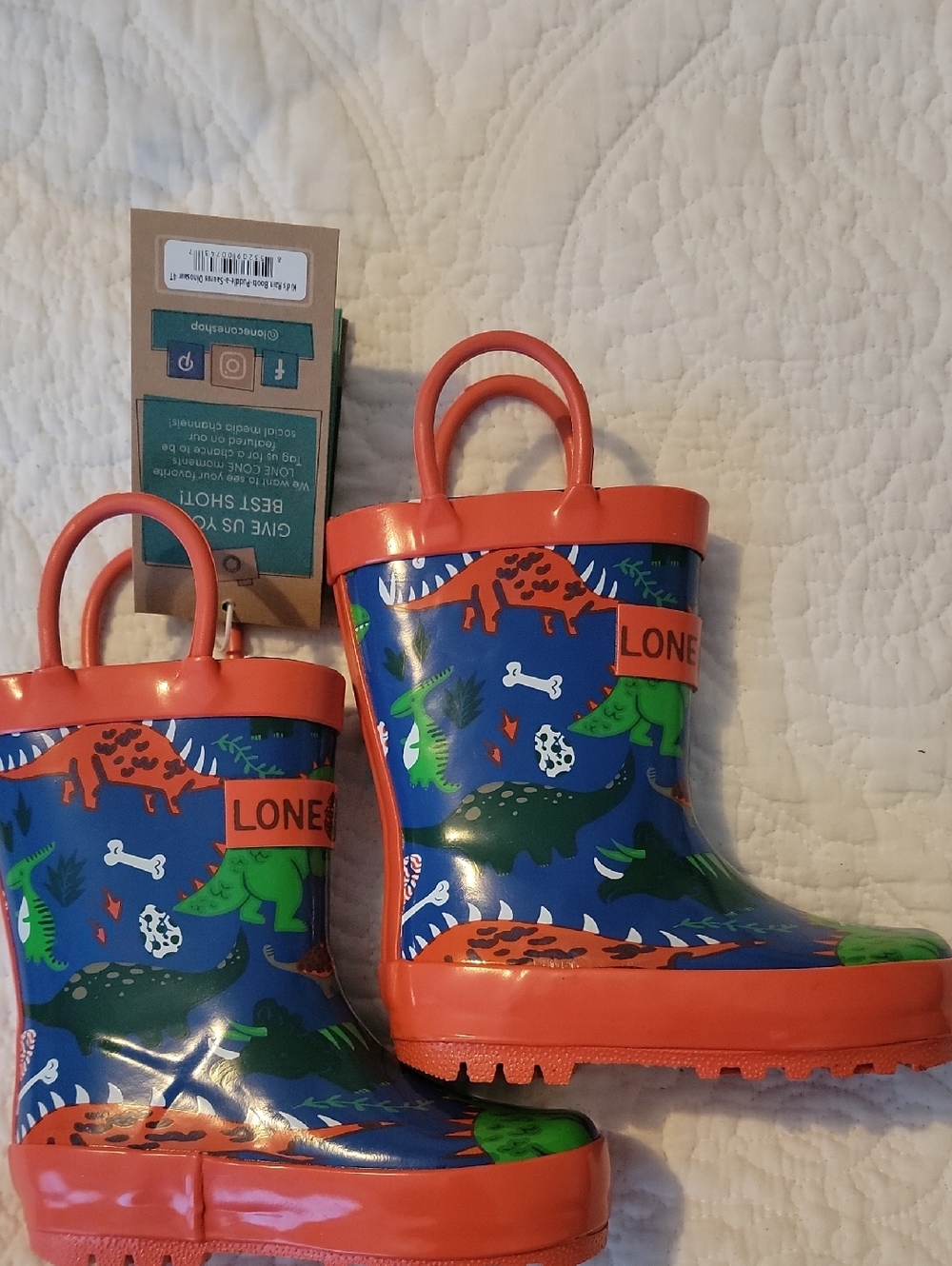 Lone Cone Kids Dinosaur Rain Boots